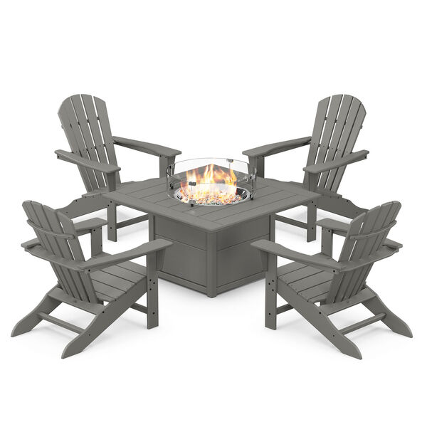 Palm Coast Slate Grey Adirondack Chair Conversation Set with Fire Pit Table, 5-Piece, image 1