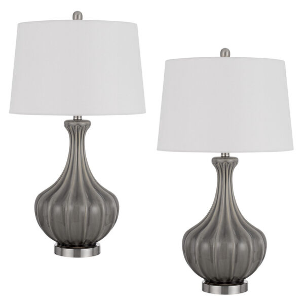 Duxbury Slate Grey Two-Light Ceramic Table Lamp, Set of 2, image 1