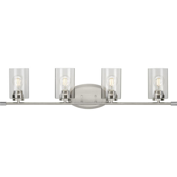 Riley Brushed Nickel 35-Inch Four-Light Bath Vanity with Clear Shade, image 1