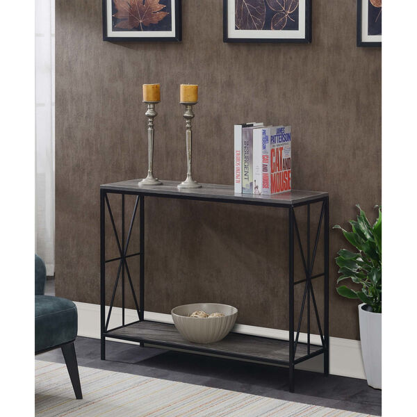Tucson Weathered Gray and Black Starburst Console Table, image 2