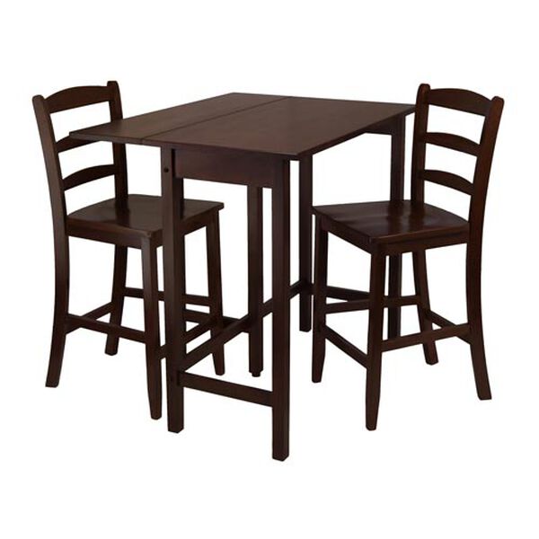 Lynnwood Three-Piece Drop Leaf High Table with Two Counter Ladder Back Stools, image 1