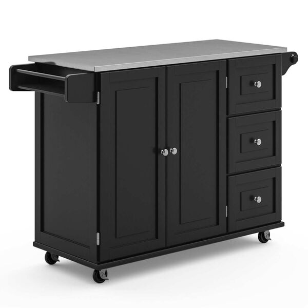 Blanche Black and Stainless Steel 54-Inch Kitchen Cart, image 1