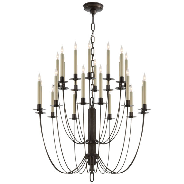 Erika Two-Tier Chandelier in Aged Iron by Thomas O'Brien, image 1