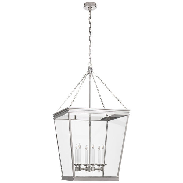Launceton Large Square Lantern in Polished Nickel with Clear Glass by Chapman and Myers, image 1