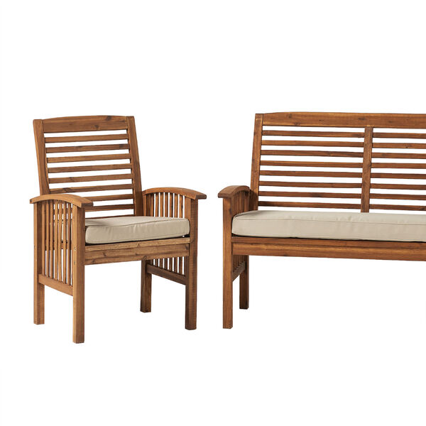 Brown Acacia Wooden Patio Chat Set, 3-Piece, image 6