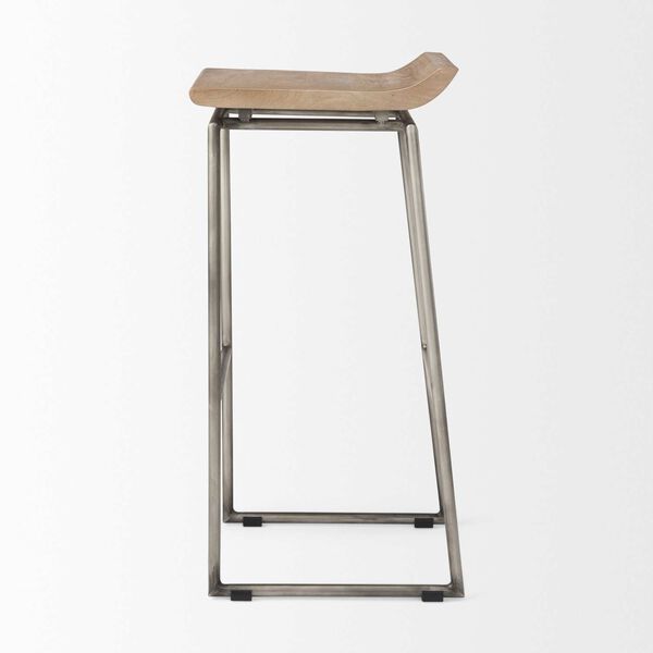 Givens Brown and Silver Metal Frame Bar Stool, image 3