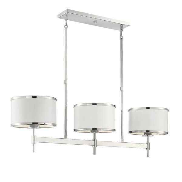 Delphi White and Polished Nickel Three-Light Chandelier, image 1