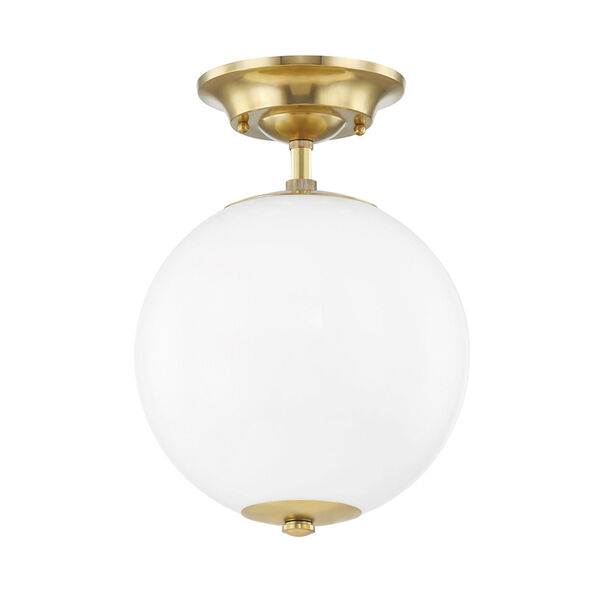 Sphere No.1 Aged Brass One-Light Semi-Flush Mount, image 1
