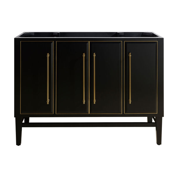 Black 48-Inch Bath vanity Cabinet with Gold Trim, image 1