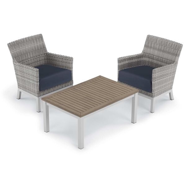 Argento and Travira Midnight Blue Three-Piece Outdoor Club Chair and Coffee Table Set, image 1