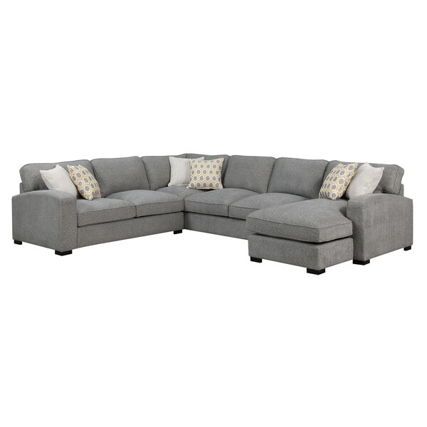 Linden Storm Gray Sectional Chaise with Pillow, image 5