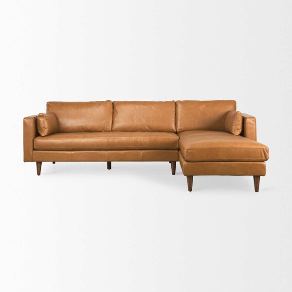 Elto Tan Leather Right Chaise Sectional Sofa, image 2
