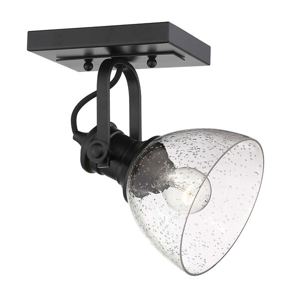 Hines Black One-Light Semi-Flush Mount With Seeded Glass, image 2