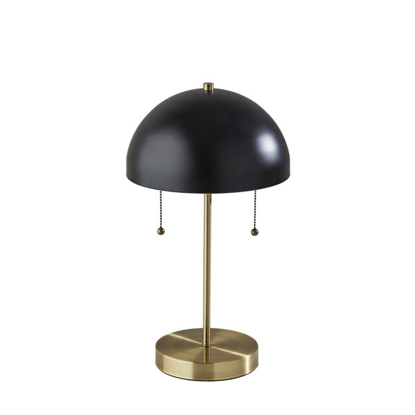 Bowie Antique Brass and Black Two-Light Table Lamp, image 1