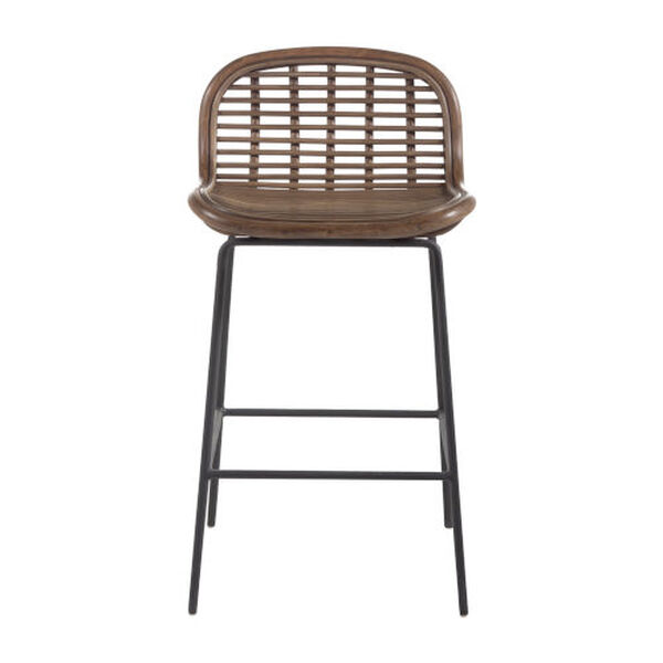 Jake Matte Gray and Rattan 25-Inch Counter Stool, image 1