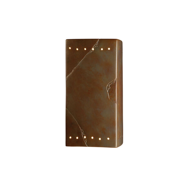Ambiance Tierra Red Slate ADA LED Outdoor Ceramic Rectangle Wall Sconce with Perfs, image 1