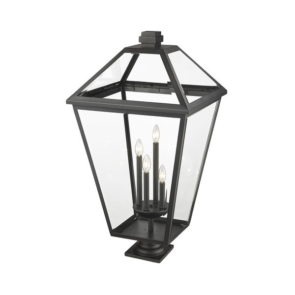 Talbot 37-Inch Four-Light Outdoor Pier Mounted Fixture with Clear Beveled Shade, image 2