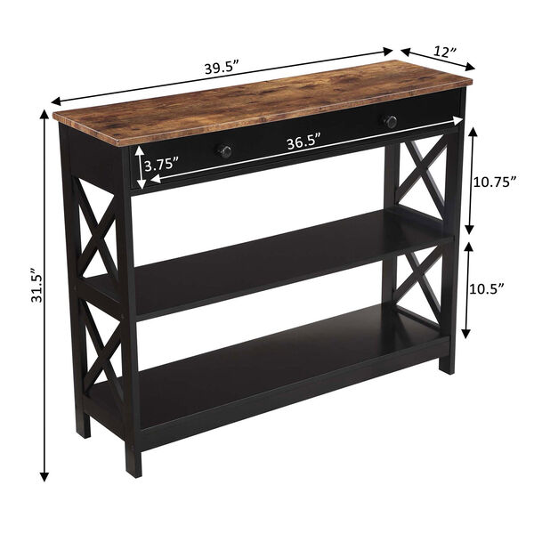 Oxford Black Brown Console Table, image 6
