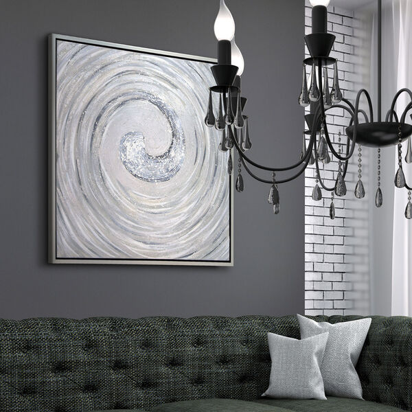 Silver Swirl Textured Metallic Framed Hand Painted Wall Art, image 5