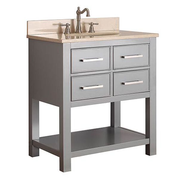 Brooks Chilled Gray 30-Inch Vanity Combo with Galala Beige Marble Top, image 2