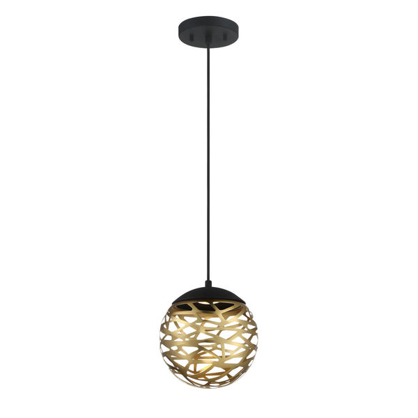 Coal and Honey Gold LED One-Light 7.88-Inch mini pendant With Honey Gold Steel, image 1