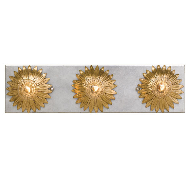 Broche Three-Light Antique Gold and Antique Silver Bath Light, image 1