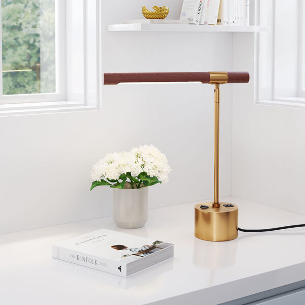 Kippy Brown and Brass LED Desk Lamp, image 2