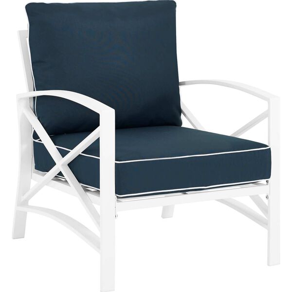 Kaplan Navy White Outdoor Metal Armchair, image 5