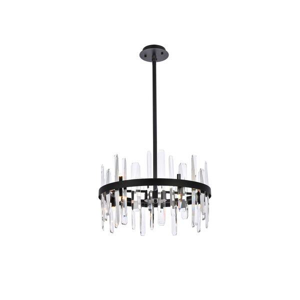 Serena Black and Clear 20-Inch Round Pendant, image 1