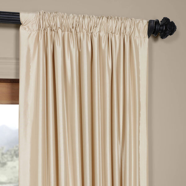 Antique Beige Faux Silk Taffeta Single Panel Curtain, 50 X 84, image 3