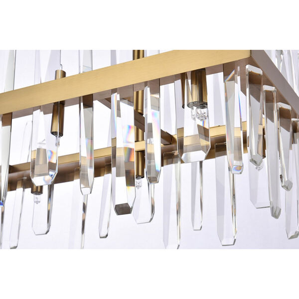 Serena Satin Gold and Clear 30-Inch Rectangle Chandelier, image 4
