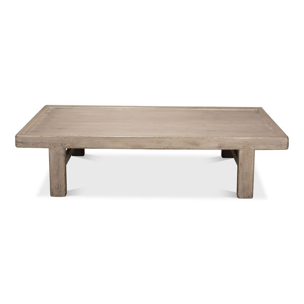 Gray 37-Inch Large Wood Panel Coffee Table, image 1