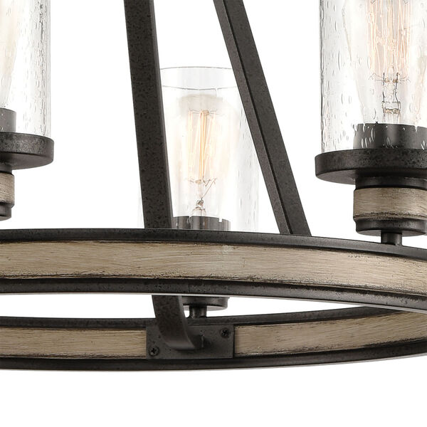 Beaufort Anvil Iron and Distressed Antique Graywood Six-Light Chandelier, image 5