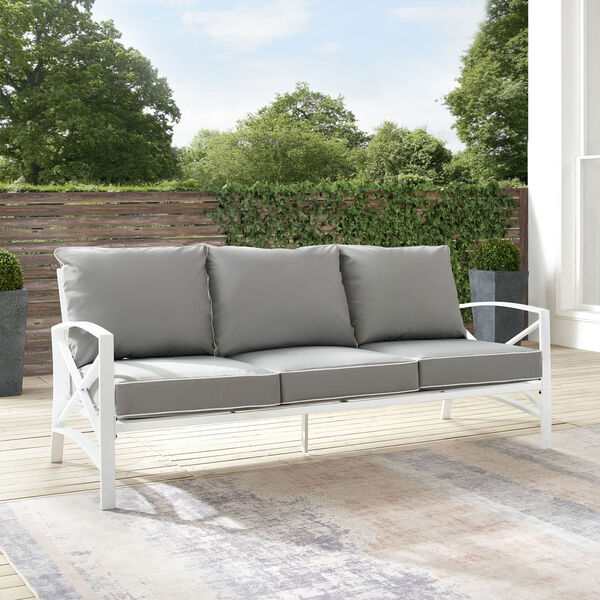 Kaplan White and Gray Outdoor Metal Sofa, image 2
