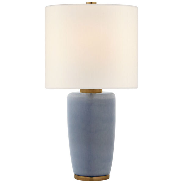 Chado Large Table Lamp in Polar Blue Crackle with Linen Shade by Barbara Barry, image 1