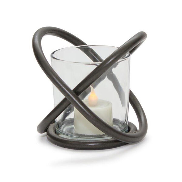 Brown Metal Glass Votive Holder, image 1