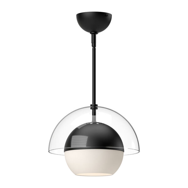 Lucy Matte Black One-Light Pendant with Opal Glass, image 1