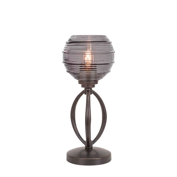 Marquise Dark Granite One-Light Table Lamp with Smoke Ribbed Glass, image 1