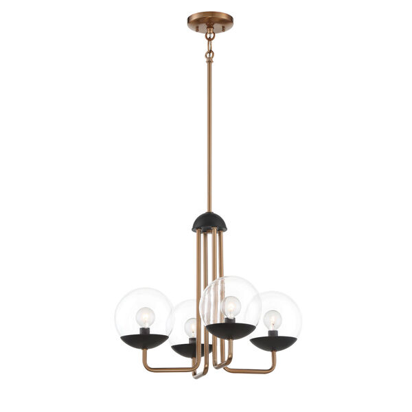 Outer Limits Painted Bronze and Black Four-Light Chandelier, image 1