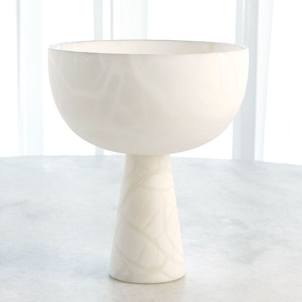 White Footed Alabaster Bowl with Silver, image 3