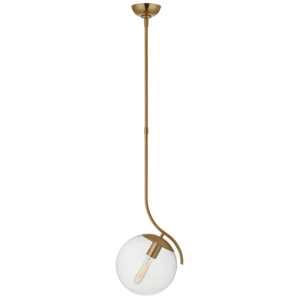 Caia Globe Pendant in Hand-Rubbed Antique Brass with Clear Glass by AERIN, image 1