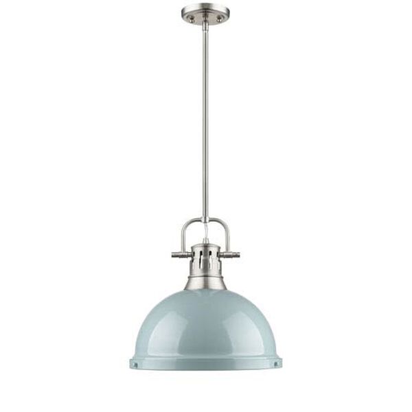 Duncan Pewter One-Light Pendant with Seafoam Shade, image 1