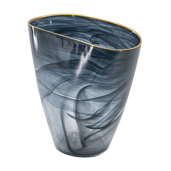 Black and Gold Oval Glass Vase, image 1