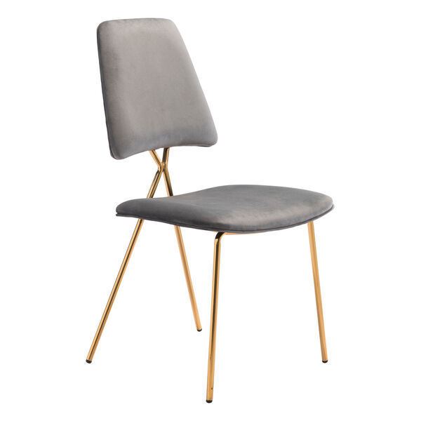 Chloe Gray and Gold Dining Chair, Set of Two, image 1