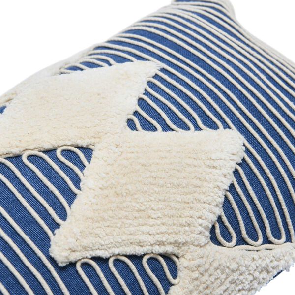 Blue Cotton Tufted Lumbar 20 x 12-Inch Pillow, image 2