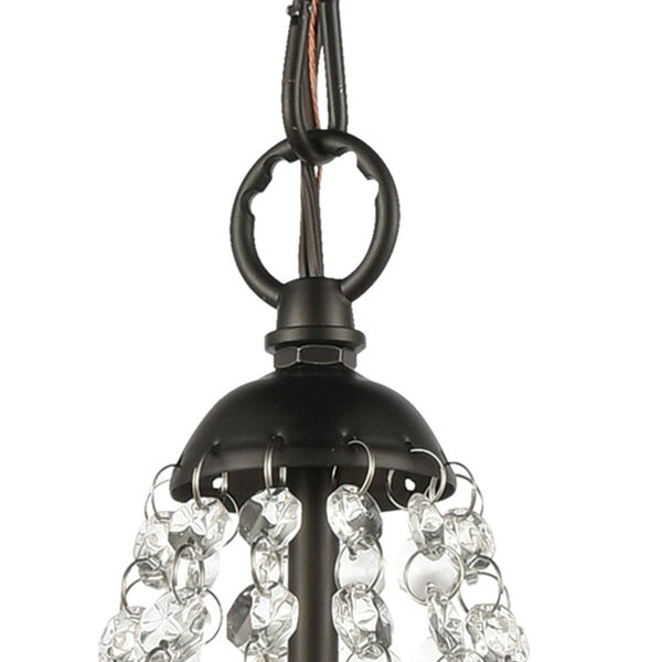 Dark Bronze and Clear Crystal 18-Inch One Light Mini Chandelier, image 4