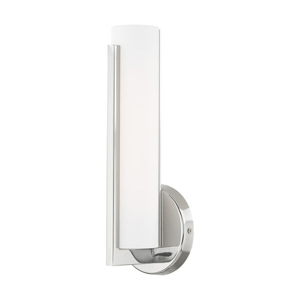 Visby Polished Chrome 4-Inch ADA Wall Sconce with Satin White Acrylic Shade, image 1