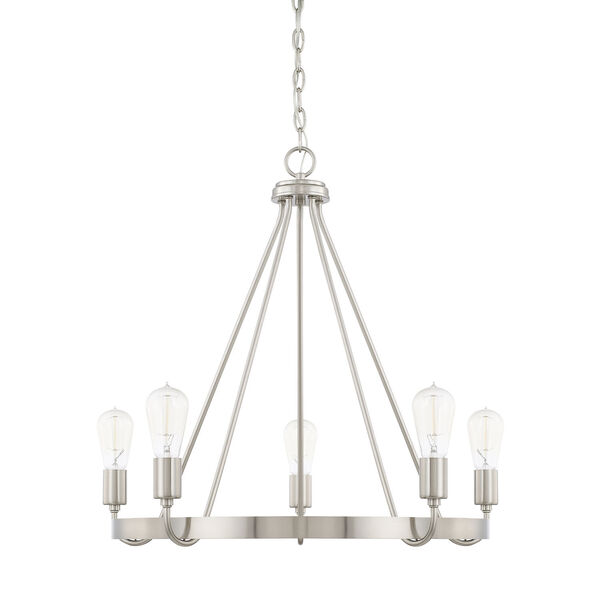 HomePlace Tanner Brushed Nickel 27-Inch Five-Light Chandelier, image 1