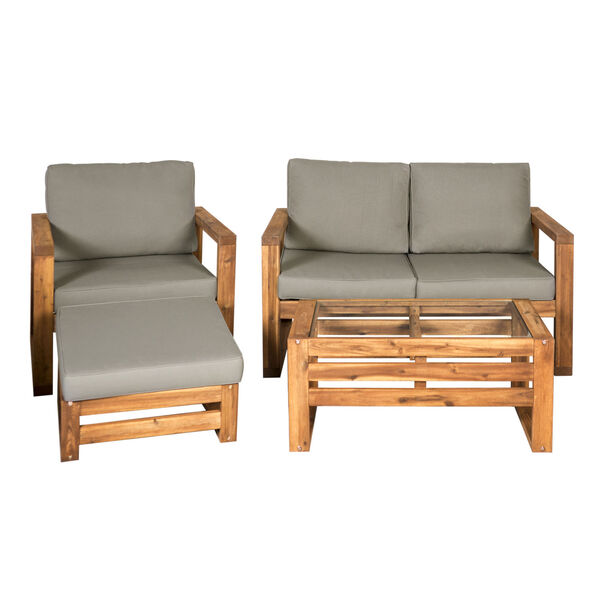 Brown 30-Inch Four-Piece Outdoor Chat Set, image 3