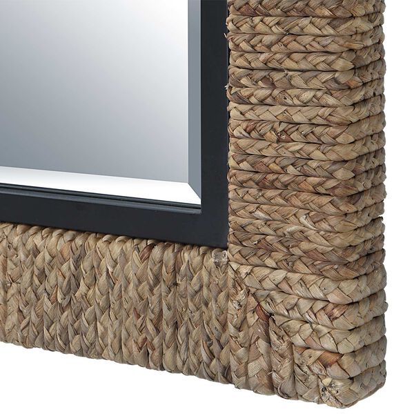 Island Natural and Matte Black Braided Straw 30 x 41-Inch Wall Mirror, image 6